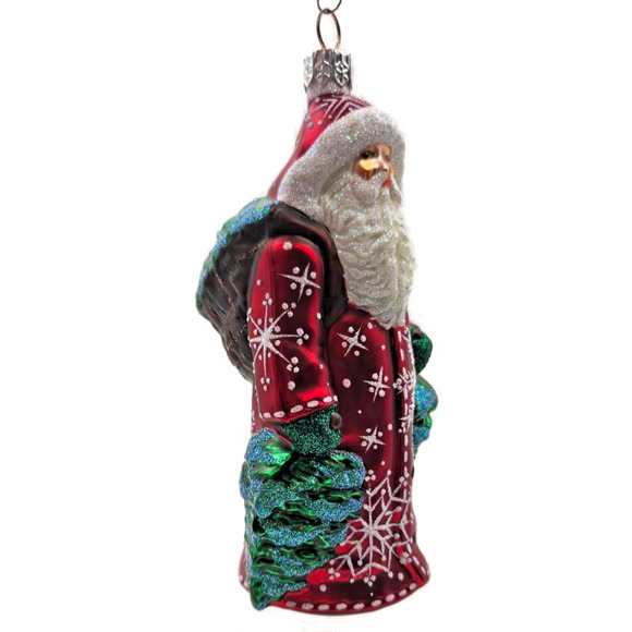 Patricia Breen Through The Woods Red Santa Pine Trees Snow Christmas Ornament - Picture 2 of 11